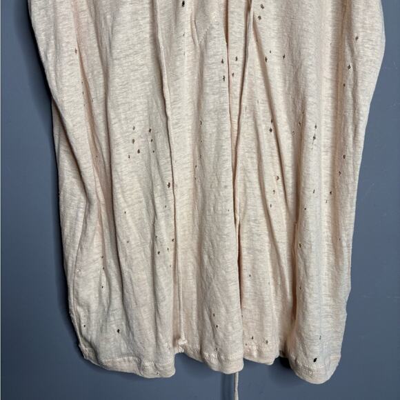 Olivaceous Light Pink Short Sleeve Distressed Top With Lace Up Detail Size Lg - Picture 2 of 6